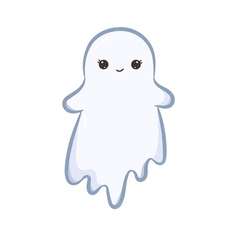 Fantasma Con Cara Divertida Kawaii Fantasma Lindo En Estilo De Dibujos