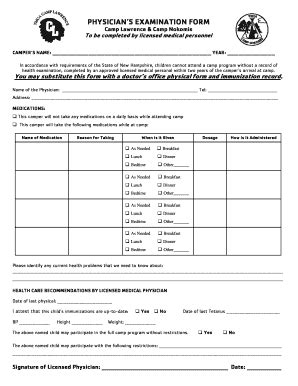 Fillable Online Physicians Examination Form Fax Email Print Pdffiller