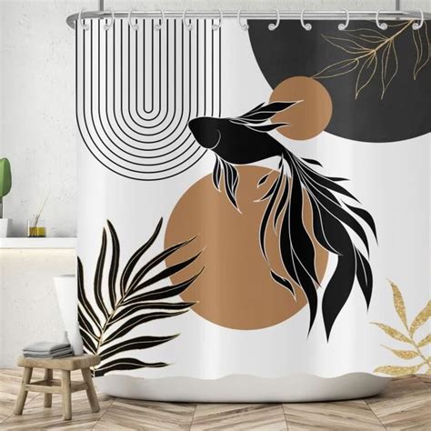 Rideau De Douche Boho X Cm Style Boho Abstrait Moderne Carpe Koi