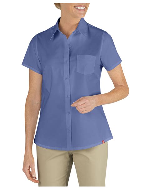 Womens Short Sleeve Stretch Poplin Shirt Womens Tops Dickies