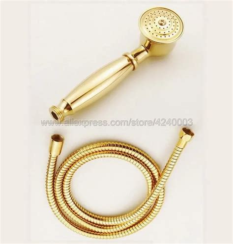 Gold Color Brass Telephone Style Bathroom Shower Head Water Saving Hand