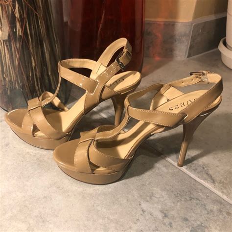 Nude Patent Leather Guess Strappy Heels Gem