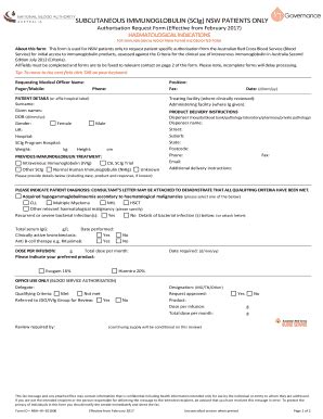 Fillable Online Subcutaneous Immunoglobulin SCIg Request Forms