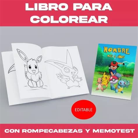 Libro Imprimible Colorear Pokémon Editable MercadoLibre