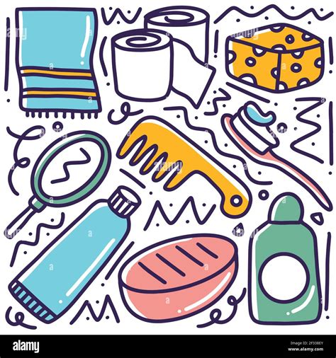 Hand Drawn Baby Toiletries Doodle Set Stock Vector Image Art Alamy