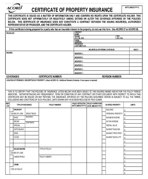 Printable Renters Insurance Template