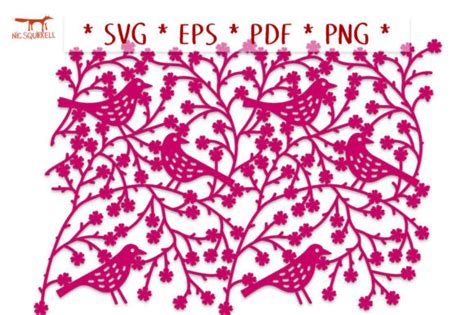 Birds And Roses Repeating Scene Svg Cut Graphic By Nic Squirrell