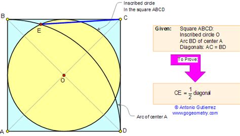 Geometry Problem 62 Square diagonal and Inscribed Circle. College, Math ...