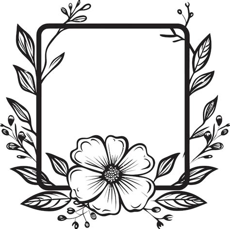 Un Dibujo En Blanco Y Negro De Una Flor Y Hojas Vector Premium