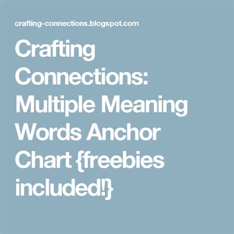 Multiple Meaning Words Anchor Chart Freebies Included Figurative