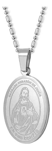 Collar Medalla Sagrado Corazón De Jesús En Acero Inoxidable Meses sin