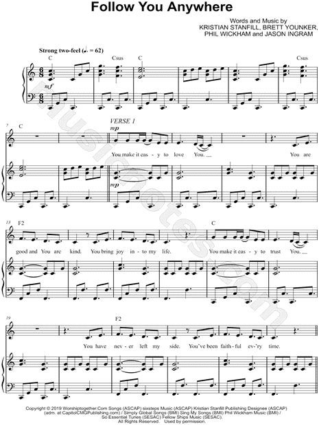 Passion Follow You Anywhere Sheet Music In C Major Download And Print Sku Mn0192267