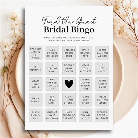 Find The Guest Bridal Shower Bingo Game Card Zazzle In 2024 Bridal Shower Bingo Fun Bridal