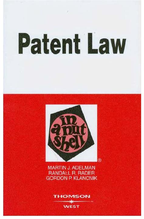 Patent Law In A Nutshell Nutshell Series EBook Adelman Martin J