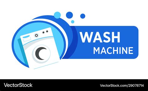 Washing machine logo in blue frame with water Vector Image