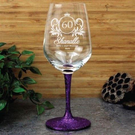 60th Birthday Engraved Personalised Wine Glass 450ml F Personalised And Engraved Wine Glasses