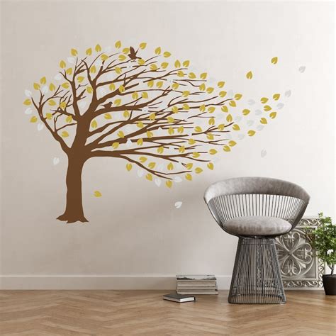 Windy Tree Wall Decal Vinyl Sticker Nursery Art Decor Etsy Uk