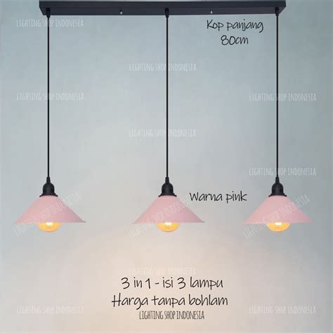 Jual Lampu Gantung Warna Warni 3in1 Kop Panjang 80cm 1set Pink Kuning