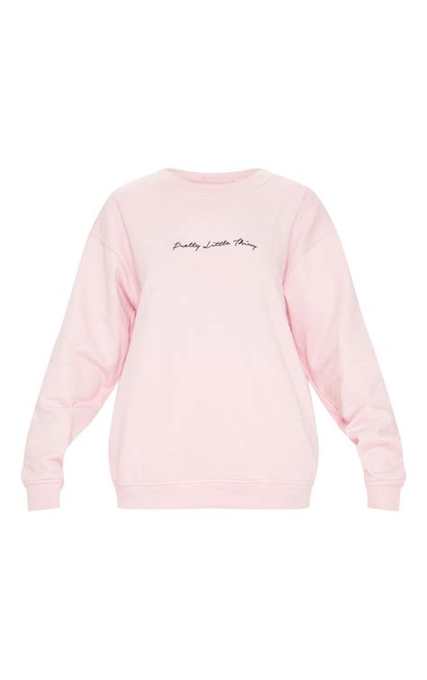 Plt Baby Pink Oversized Basic Sweatshirt Prettylittlething