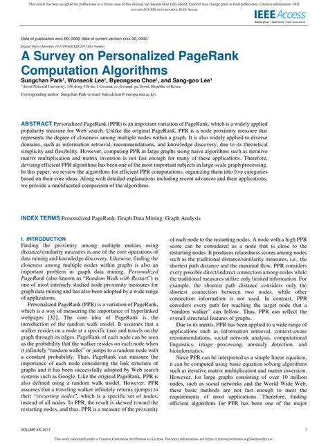 (PDF) A Survey on Personalized PageRank Computation Algorithms