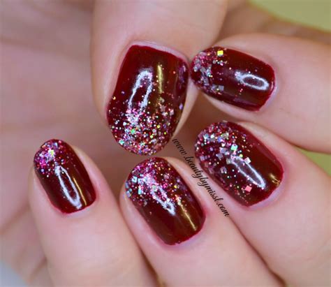 #RedCoatTuesday dark red nails with bling - Beauty by Miss L