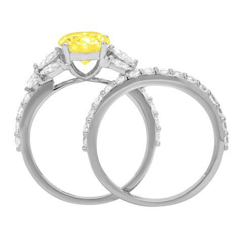 Clara Pucci K White Gold Round Cut Ct Simulated Yellow Diamond