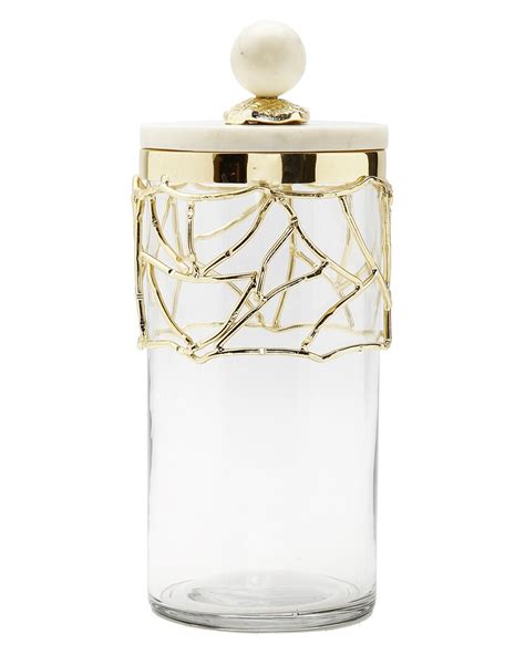 Alice Pazkus Glass Canister With Marble Lid In Gold Modesens