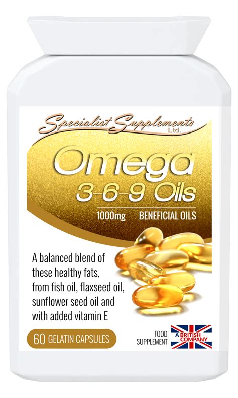 Omega 3 6 9 Oils 60 Gelatin Capsules Supplement