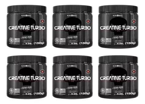 Kit 6x Creatina Turbo Black Skull 150g Caveira Preta Frete grátis