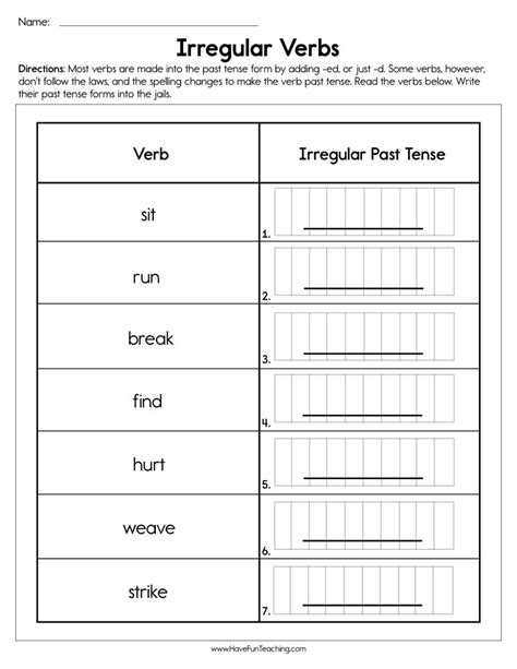 Irregular Verbs Worksheet Have Fun Teaching Worksheets Library