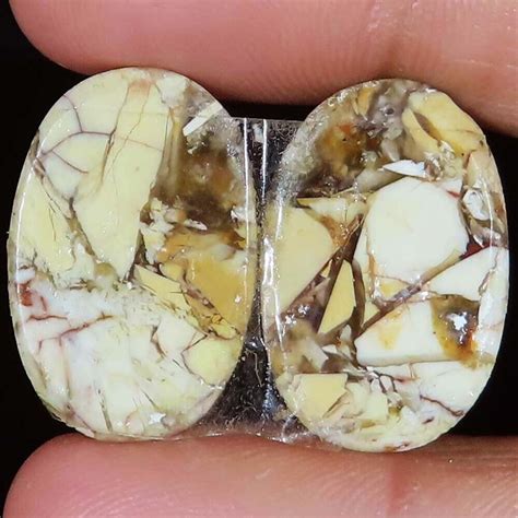 31 75Cts Brecciated Mookaite Jaspis Paar Cabochon Edelstein für