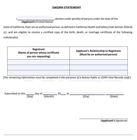 Sworn Statement Template Free Word And Excel Templates