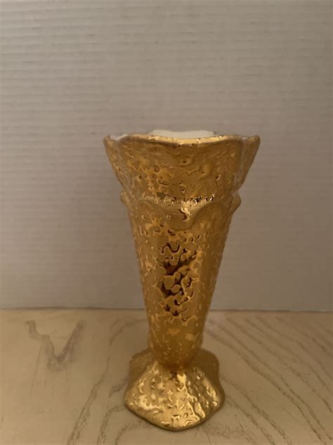 24 Kt Weeping Gold Urn Shaped Vase Mid Century EBay