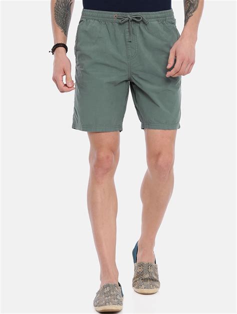 Buy Online Green Solid Bermuda Shorts From Shorts And Three Fourths