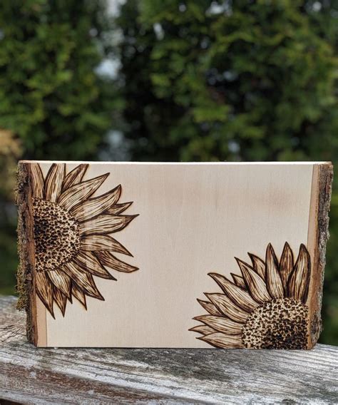 Wood Burned Sunflowers Rustic Wood Sign Rustic Sign Wood Burning