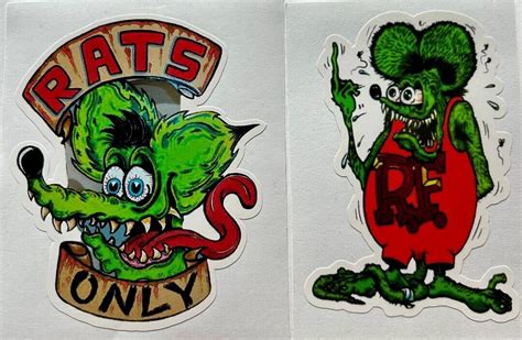 2 Pack Rat Rod Hot Rod Rat Fink Motorcycle Sticker Vintage Racing Guns Ebay