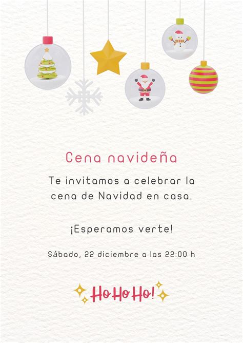 Invitaci N Cena De Navidad Ilustrada Blanca Plantillas De Canva In