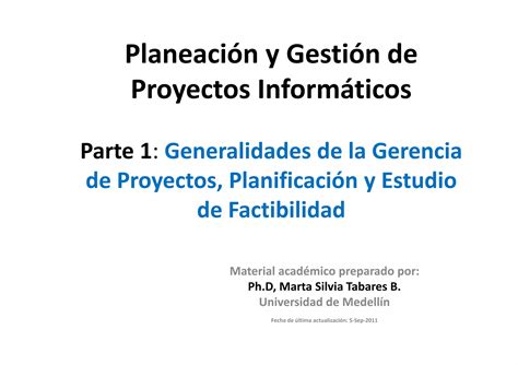 Planeación Y Gestión De Proyectos Informáticos Ppt Descarga Gratuita