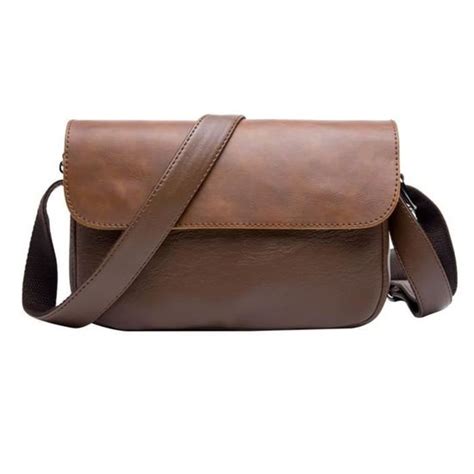 Dioche Sac bandoulière homme rétro en cuir PU petit sac croisé pour