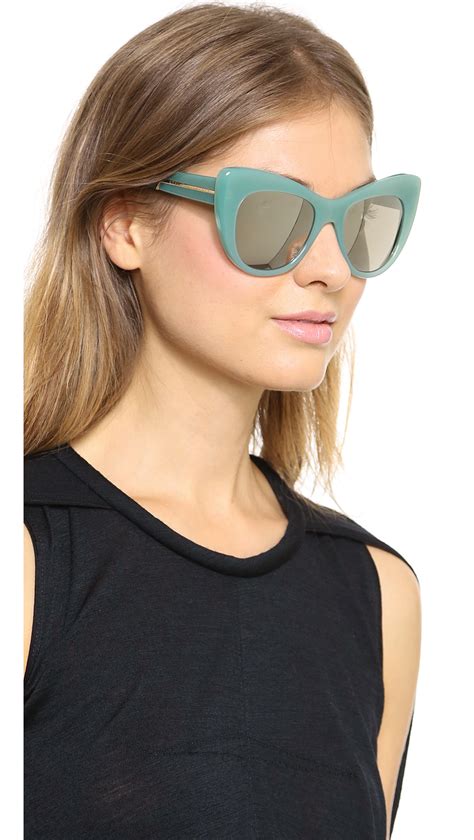 Stella Mccartney Cat Eye Sunglasses Blue Celadongold Mirror In Blue