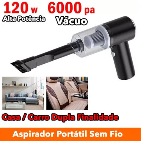 Aspirador Portátil Automotivo Potente Recarregável Premium Cor Preto