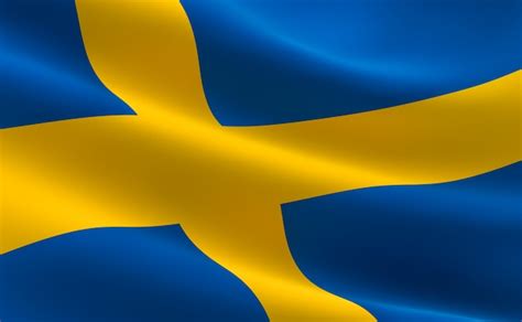 Premium Photo Flag Of Sweden Illustration Of The Swedish Flag Waving