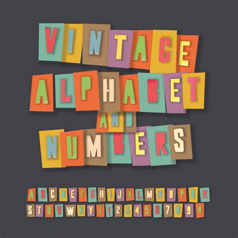 Retro Alphabet Set Vector Material Welovesolo