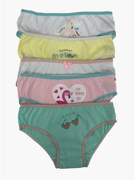 Kit 5 Calcinhas Infantil Verão 100 algodão Confecções Folly Lingerie Infantil no Atacado