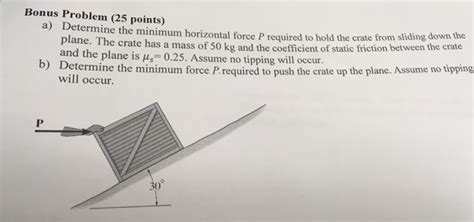 Solved Determine The Minimum Horizontal Force P Required To Chegg