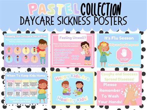 Daycare Sickness Posters Sick Policy Posters to Help Keep Your Space