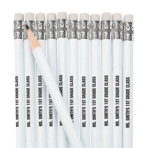 Personalized White Pencils 24 Pc White Pencil Personalized