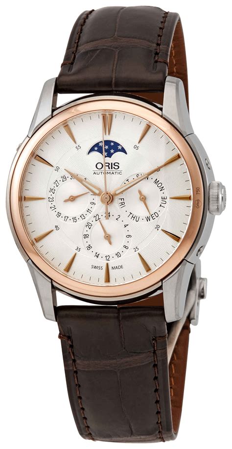 Oris Artelier Complication Moon Phase Silver Dial Mens Watch 582 7689