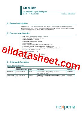 74LVT02 Datasheet PDF Nexperia B V All Rights Reserved