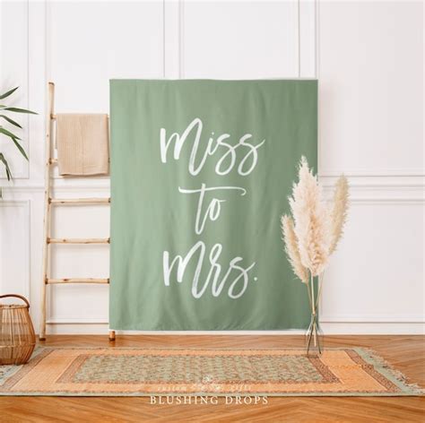 Sage Green Bridal Shower Decorations Miss To Mrs Backdrop Etsy